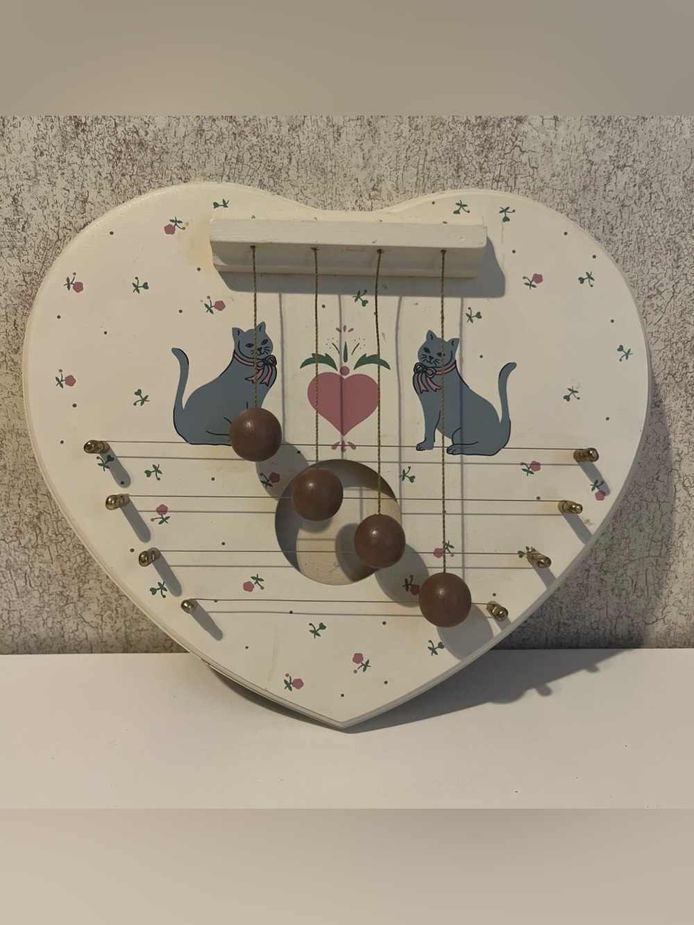 Vintage Kitty Kitten Cat Door Chime Harp 90’s House of Lloyd Country Decor